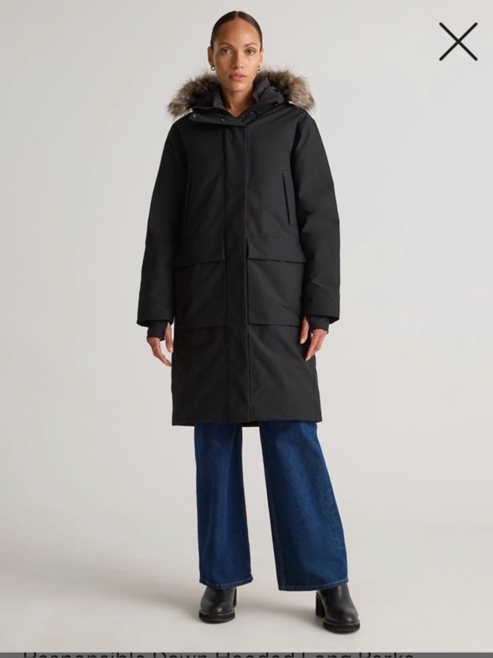 Quince Responsible Down Hooded Long Parka Black XL